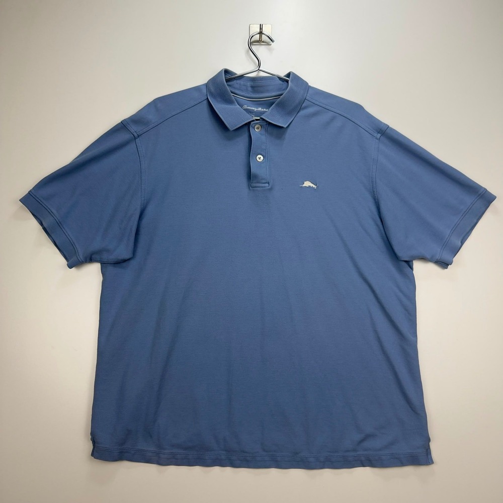 Tommy Bahama Supima Cotton Polo Shirt Blue Marlin Logo Men's XL Short Sleeve